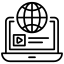 Icône en noir et blanc représentant un site web
