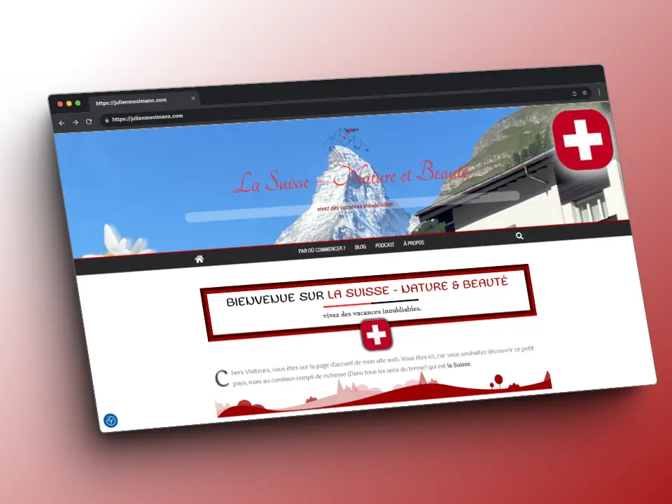 Une image de la page d'accueil du site web de La Suisse - Nature et Beaute